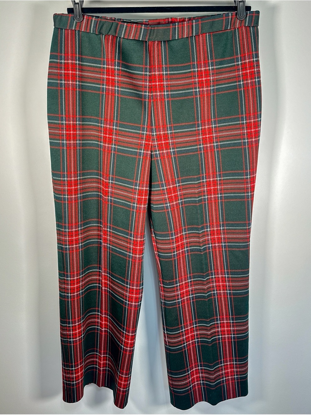 Vintage 1970s Sears Pants That Fit Plaid Flare Pants Red Green Tartan 18 Plus